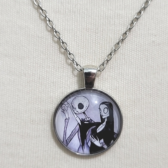 Fantasy Goth Jewelry Jack & Sally Necklace - Picture 3 of 3